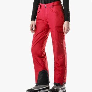 TSLA Women's Winter Snow Pants, Waterproof Insulated Ski Pants, Medium, Red